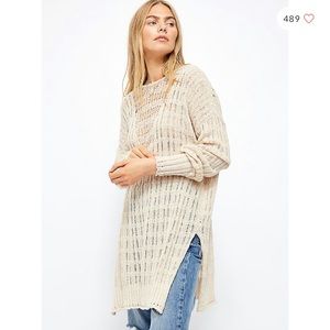 Free People Pretty in Pointelle Tunic Sweater NWOT XS